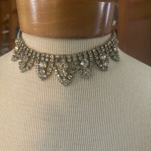 Vintage 70’s rhinestone choker collar necklace
